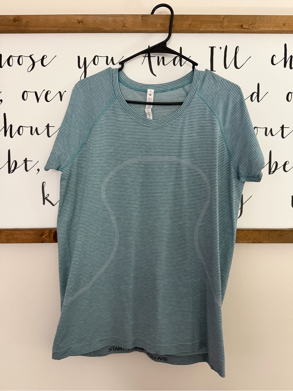 lululemon athletica Short Sleeve Striped Tee in Teal and White